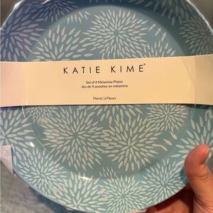 Katie Kime Teal Floral Melamine Plates